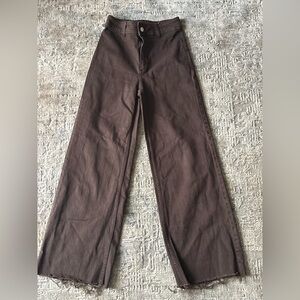 MNG Mango Catherine Brown Straight Leg Jeans Raw Hem High Rise Womens 2
(386)